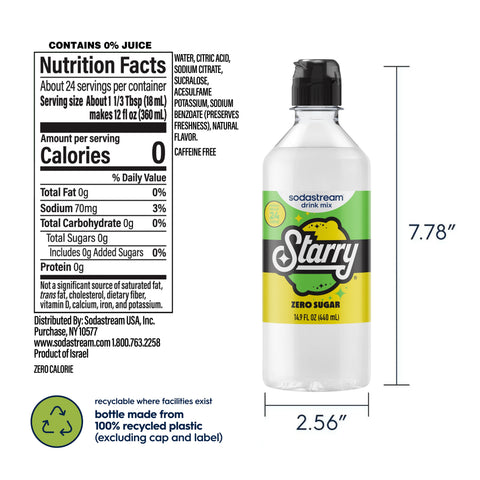 Sodastream STARRY® Lemon Lime Zero Sugar Drink Mix 440ml