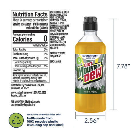 Sodastream MTN DEW Diet Drink Mix 440ml