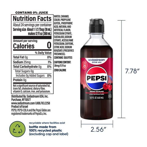 Sodastream Pepsi® Wild Cherry & Cream Zero Sugar Drink Mix 440ml