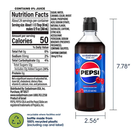 Sodastream Pepsi Wild Cherry Drink Mix 4 Pack 440ml