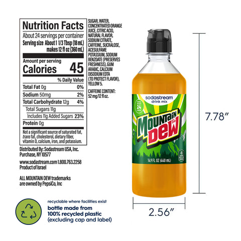 Sodastream MTN DEW Drink Mix 4 Pack 440ml