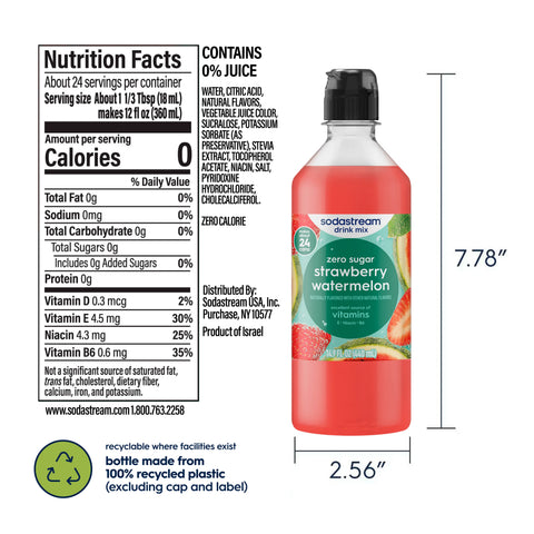 Sodastream Classics® Strawberry & Watermelon Zero Sugar Drink Mix 440ml